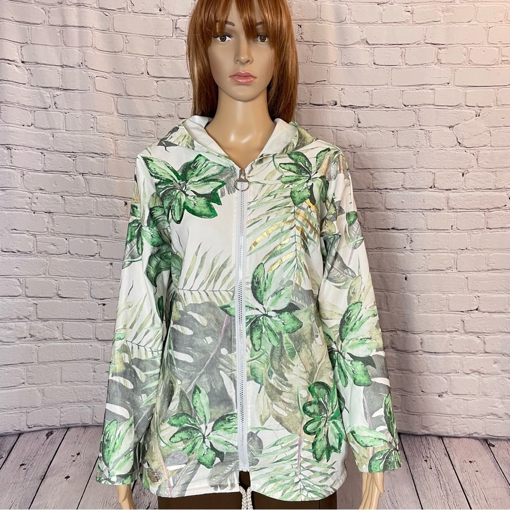 NWT New Carla Giannini Made In Italy Palm Print Cotton Jacket Size M